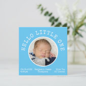 hallo Little One 2 Foto Name Blue Baby Boy Aankondiging (Staand voorkant)
