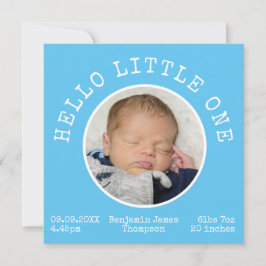 hallo Little One 2 Foto Name Blue Baby Boy Aankondiging