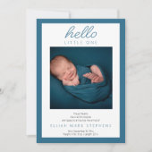 hallo Little One - 2 Photo Baby Blue Birth Aankondiging (Voorkant)