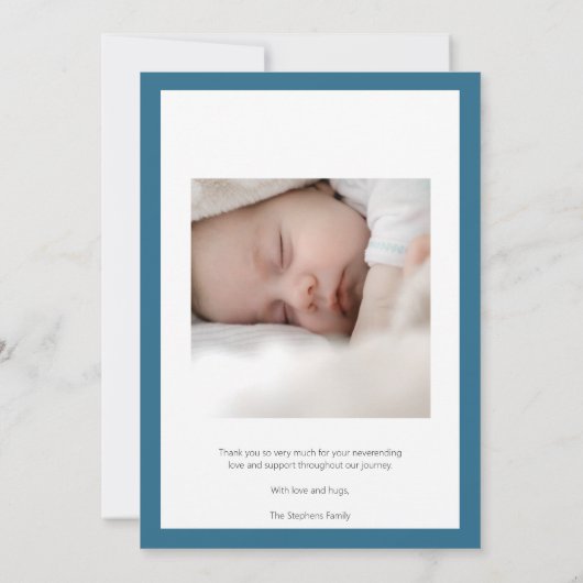 hallo Little One - 2 Photo Baby Blue Birth Aankondiging (Achterkant)