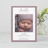 hallo Little One - 2 Photo Baby Lavender Birth Aankondiging (Staand voorkant)