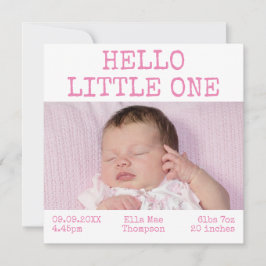 hallo Little One 2 Photo Name Date Baby Girl Aankondiging