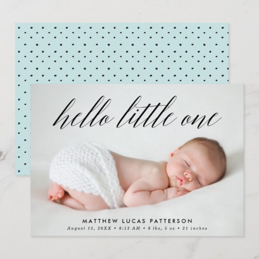 hallo Little One | Aankondiging van de foto ter ge (Voorkant / Achterkant)