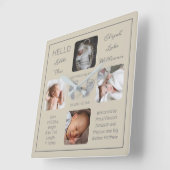 Hallo Little One Baby Four Photo Square Wall klok (Hoek)