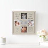 Hallo Little One Baby Four Photo Square Wall klok (Huis)