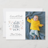 hallo Little One Blue Baby Photo Birth Announounc Aankondiging (Voorkant)