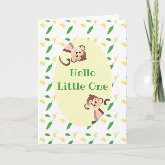 hallo Little One Monkey Gefeliciteerd Kaart (Voorkant)