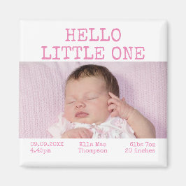 hallo Little One Photo Name Date Baby Girl Magneet