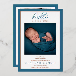 hallo Little Two Photo Baby Birth Announounement Folie Uitnodiging