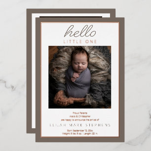 hallo Little Two Photo Baby Birth Announounement Folie Uitnodiging
