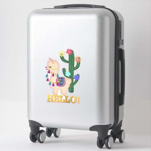 hallo! Llama en Cactus | Fysische llama Sticker (Koffer)