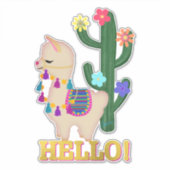 hallo! Llama en Cactus | Fysische llama Sticker (Voorkant)