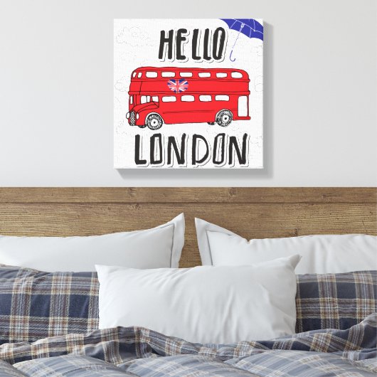 hallo Londen | Handtekenteken met baarmoeder Canvas Afdruk (Insitu (Slaapkamer))