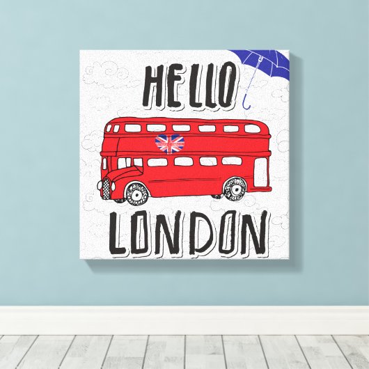 hallo Londen | Handtekenteken met baarmoeder Canvas Afdruk (Insitu (Houten vloer))