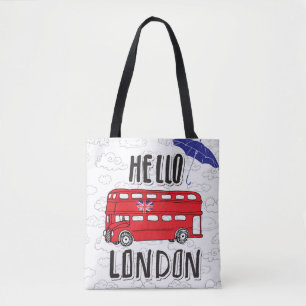 hallo Londen Handtekenteken met baarmoeder Tote Bag