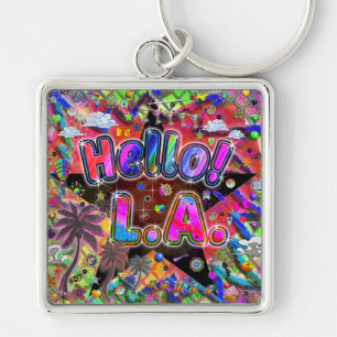 Hallo Los Angeles Button Sleutelhanger! Sleutelhanger