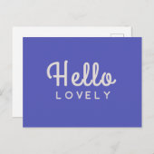 hallo Lovely | Modern Blue Stylish Trendy Retro Briefkaart (Voorkant / Achterkant)