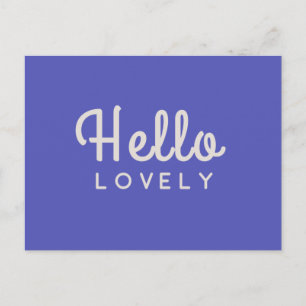 hallo Lovely Modern Blue Stylish Trendy Retro Briefkaart
