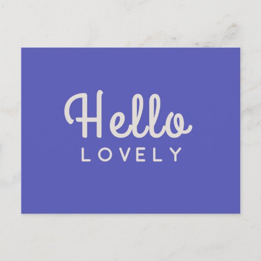 hallo Lovely | Modern Blue Stylish Trendy Retro Briefkaart (Voorkant)