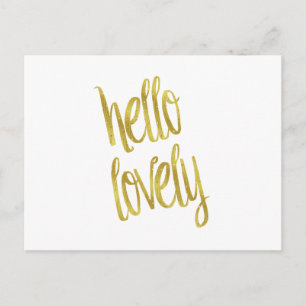 hallo Lovely Quote Faux Gold Foil Sparkle Design Briefkaart