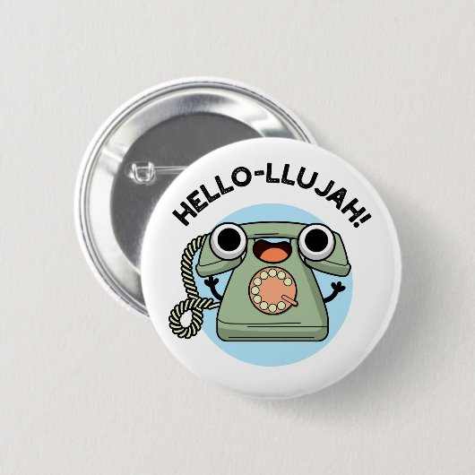 hallo-lujah Funny Telephone Pun Ronde Button 5,7 Cm (Voorkant /achterkant)
