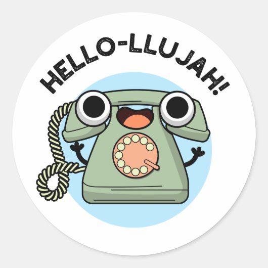 hallo-lujah Funny Telephone Pun Ronde Sticker (Voorkant)