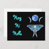 Hallo Luna Moth Triple Moon Hey Hi Briefkaart (Voorkant / Achterkant)