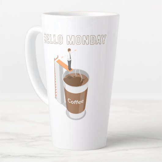 Hallo Maandag kan niet genoeg koffie krijgen Latte Mok (Linkerhoek)