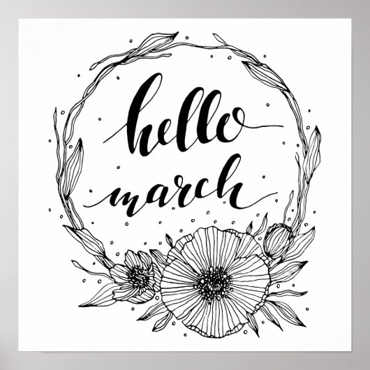 hallo Maart Lijn Art Poster (Voorkant)