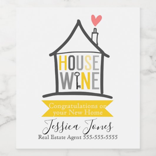 Hallo Makelaar in onroerend goed Wijn Etiket (Enkel label)