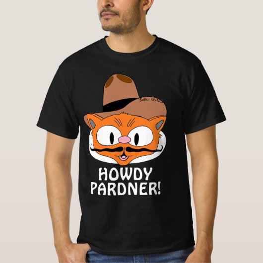 HALLO MAKKER! Cowboy Snorhaar Kat T-shirt (Voorkant)