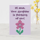 Hallo mama, je dochter denkt aan je! briefkaart (Gele Bloem)
