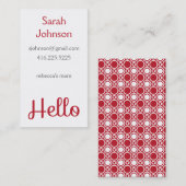 'Hallo' mammie Calling Card Contactkaartje (Voorkant / Achterkant)