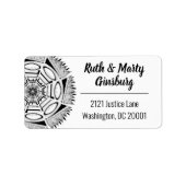 hallo Mandala Line Art Modern Black & White large Etiket (Voorkant)