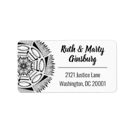 hallo Mandala Line Art Modern Black & White large Etiket