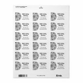 hallo Mandala Line Art Modern Black & White large Etiket (Full Sheet)