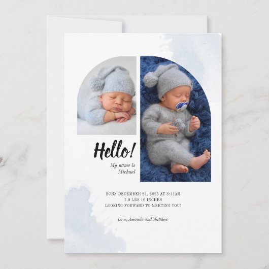 hallo Manuscript 2 Foto's Baby Aankondiging (Voorkant)