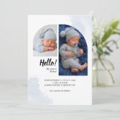 hallo Manuscript 2 Foto's Baby Aankondiging (Staand voorkant)