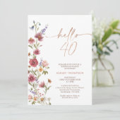 Hallo Maroon Wildflower Kaart (Staand voorkant)