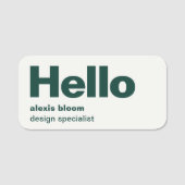 hallo Matig Minimaal Bosgroen Stijlvol Trendy Naamplaatje (Voorkant)