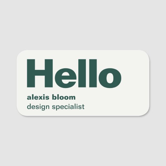 hallo Matig Minimaal Bosgroen Stijlvol Trendy Naamplaatje (Voorkant)