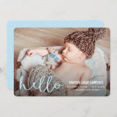 hallo Matige aankondigingen van geboorte BLUE (Voorkant / Achterkant)
