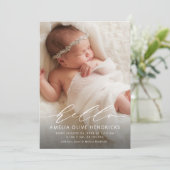 hallo Matige kalligrafie Aankondiging geboorte (Staand voorkant)