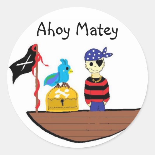 Hallo Matroos Ronde Sticker (Voorkant)