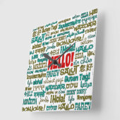 hallo (meerdere talen) - wandklok (Hoek)