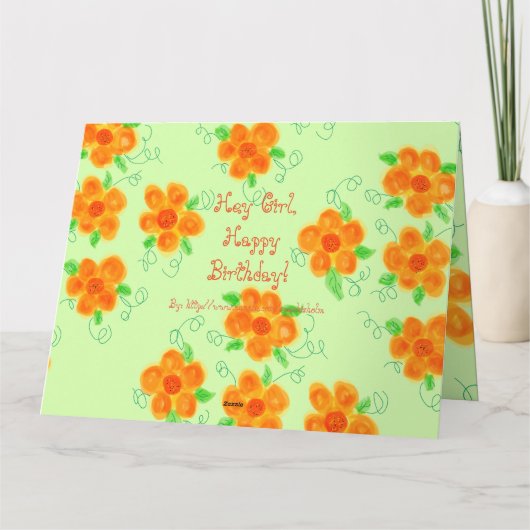 Hallo Meisje, Happy Birthday Kaart (Achterkant)