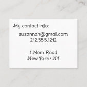 Hallo Meisje mama Contact Kaart Mama Bellen Kaart (Achterkant)