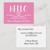 Hallo Meisje mama Contact Kaart Mama Bellen Kaart (Voorkant / Achterkant)