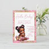 Hallo Meisje Roze en Goud "Baby" Baby shower Kaart (Staand voorkant)