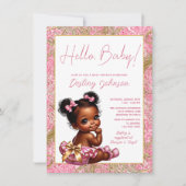 Hallo Meisje Roze en Goud "Baby" Baby shower Kaart (Voorkant)